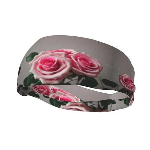 Rote Rose Stirnband Haar Schweiß Stirnband Kopf Wrap Haar Rutschfest Dehnbar Waschbar Make-up Stirnband von SDEGTHO