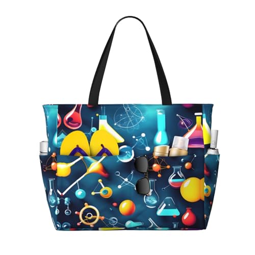 SDEGTHO Abstrakte Wissenschaft Chemie große Kapazität faltbare Tragetasche Frauen Strand Tote Bag Handtasche Turnbeutel Reise Einkaufstasche, Schwarz, Einheitsgröße von SDEGTHO