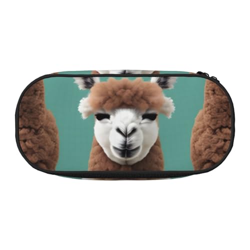 SDEGTHO Alpaka-Llama-Federmäppchen, großes Fassungsvermögen, Mehrzweck-Federtasche, tragbares Federmäppchen, Stifteetui für Büro, Schwarz , Einheitsgröße, Taschen-Organizer von SDEGTHO