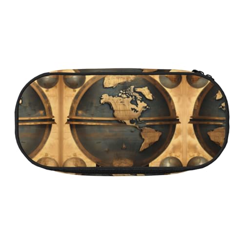 SDEGTHO Ancient World Globe Federmäppchen, großes Fassungsvermögen, Mehrzweck-Federtasche, tragbares Federmäppchen, Stifteetui für Büro, Schwarz , Einheitsgröße, Taschen-Organizer von SDEGTHO