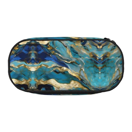 SDEGTHO Azurite Federmäppchen mit Öl-Marmor-Muster, großes Fassungsvermögen, Mehrzweck-Federmäppchen, tragbares Federmäppchen, Stifteetui für Büro, Schwarz , Einheitsgröße, Taschen-Organizer von SDEGTHO