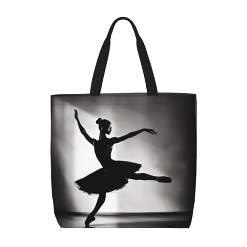 SDEGTHO Ballerina Dance Polyester-Tragetasche für jedermann mit Innentaschen, Laptoptasche mit Reißverschluss für Arbeit und Reisen., Schwarz, One Size von SDEGTHO