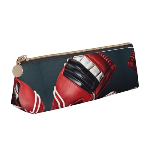 SDEGTHO Baseball- und Handschuh-modisches dreieckiges Leder-Federmäppchen mit Reißverschluss und großer Speicherkapazität von SDEGTHO