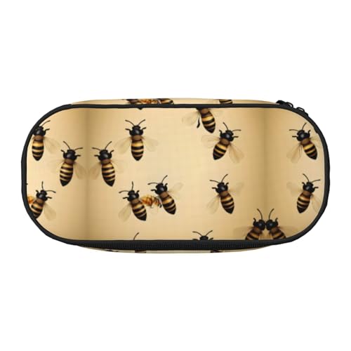 SDEGTHO Bee Federmäppchen mit großem Fassungsvermögen, Mehrzweck-Federmäppchen, tragbares Federmäppchen, Stifteetui für Büro, Schwarz , Einheitsgröße, Taschen-Organizer von SDEGTHO
