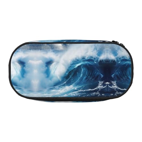 SDEGTHO Big Ocean Wave HD-Federmäppchen mit großem Fassungsvermögen, Mehrzweck-Federmäppchen, tragbares Federmäppchen für Büro, Schwarz , Einheitsgröße, Taschen-Organizer von SDEGTHO