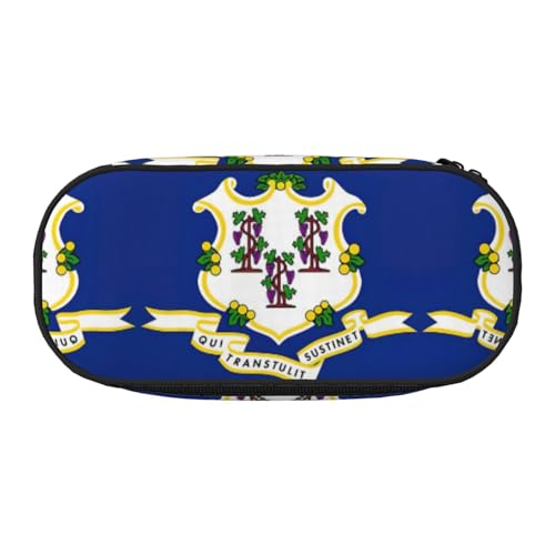 SDEGTHO Connecticut Federmäppchen mit Staatsflagge, großes Fassungsvermögen, Mehrzweck-Federmäppchen, tragbares Federmäppchen für Büro, Schwarz , Einheitsgröße, Taschen-Organizer von SDEGTHO