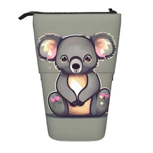 SDEGTHO Das schöne Koala-Federmäppchen, niedliches Stehstiftetui, Teleskop-Stiftetui, tragbarer Stifthalter, Schwarz , Einheitsgröße, modisch von SDEGTHO