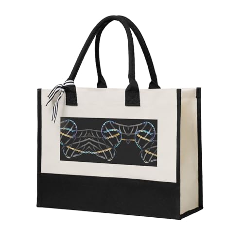 SDEGTHO Dna Chain Photoes Halloween-Leinen-Tragetaschen für Damen, Leinen-Geschenktasche, wiederverwendbare Tragetasche für Einkäufe und Lebensmittel, Beige, One Size von SDEGTHO