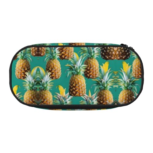 SDEGTHO Federmäppchen, Motiv: tropische Ananas, Hawaii, großes Fassungsvermögen, Mehrzweck-Federtasche, tragbares Federmäppchen für Büro, Schwarz , Einheitsgröße, Taschen-Organizer von SDEGTHO
