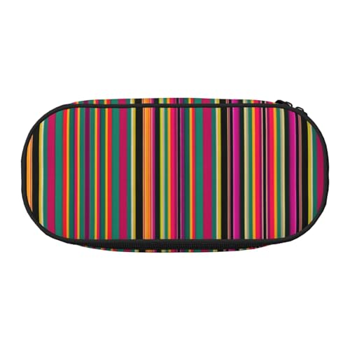 SDEGTHO Federmäppchen, Regenbogenfarben, gestreift, großes Fassungsvermögen, Mehrzweck-Federmäppchen, tragbares Federmäppchen für Büro, Schwarz , Einheitsgröße, Taschen-Organizer von SDEGTHO