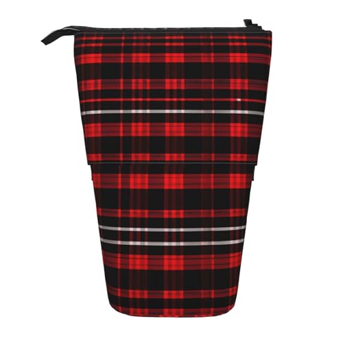 SDEGTHO Federmäppchen, Stehend, Stiftebox, Teleskop, Make-up-Tasche, Pop-Up-Organizer, Rot und Schwarz von SDEGTHO