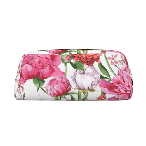 SDEGTHO Federmäppchen aus Leder mit Pfingstrosen-Motiv, großes Fassungsvermögen, für Schule, Füllfederhalter, für Jungen und Mädchen, Geschenk, gold, Einheitsgröße, Kosmetiktasche von SDEGTHO