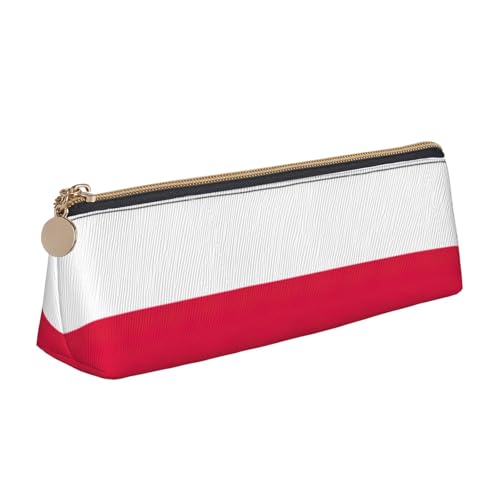 SDEGTHO Federmäppchen aus Leder mit polnischer Flagge, dreieckig, mit Reißverschluss und großer Speicherkapazität von SDEGTHO