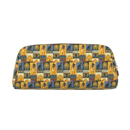 SDEGTHO Federmäppchen aus der alten Ägypten-Serie, bedrucktes Leder-Federmäppchen, großes Fassungsvermögen, für Schule, Füllfederhalter, für Jungen und Mädchen, Geschenk, gold, Einheitsgröße von SDEGTHO