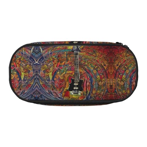 SDEGTHO Federmäppchen für Akustik und Gitarre, großes Fassungsvermögen, Mehrzweck-Federmäppchen, tragbares Federmäppchen, Stifteetui für Büro, Schwarz , Einheitsgröße, Taschen-Organizer von SDEGTHO