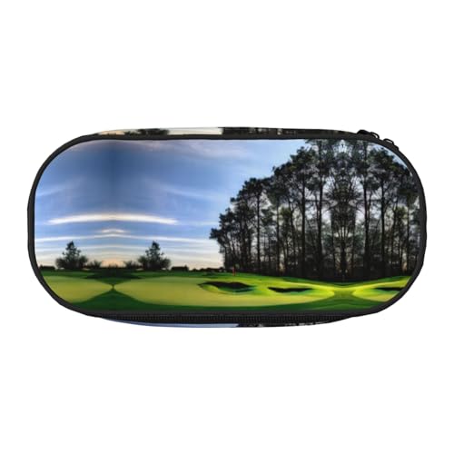 SDEGTHO Federmäppchen für Golfplatz und Baum, großes Fassungsvermögen, Mehrzweck-Federtasche, tragbares Federmäppchen für Büro, Schwarz , Einheitsgröße, Taschen-Organizer von SDEGTHO