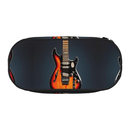 SDEGTHO Federmäppchen für elektrische Gitarren, großes Fassungsvermögen, Mehrzweck-Federtasche, tragbares Federmäppchen für das Büro, Orange, Schwarz , Einheitsgröße, Taschen-Organizer von SDEGTHO