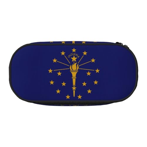 SDEGTHO Federmäppchen mit Indiana-Flagge, großes Fassungsvermögen, Mehrzweck-Federtasche, tragbares Federmäppchen, Stifteetui für Büro, Schwarz , Einheitsgröße, Taschen-Organizer von SDEGTHO