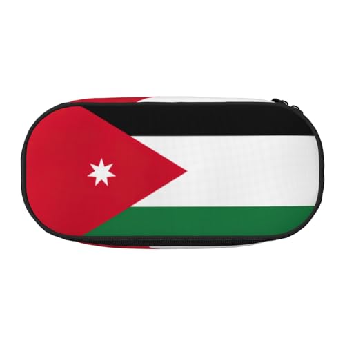 SDEGTHO Federmäppchen mit Jordanischer Flagge, großes Fassungsvermögen, Mehrzweck-Federtasche, tragbares Federmäppchen, Stifteetui für Büro, Schwarz , Einheitsgröße, Taschen-Organizer von SDEGTHO