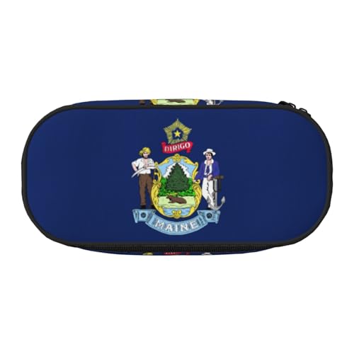 SDEGTHO Federmäppchen mit Maine State Flagge, großes Fassungsvermögen, Mehrzweck-Federtasche, tragbares Federmäppchen für Büro, Schwarz , Einheitsgröße, Taschen-Organizer von SDEGTHO