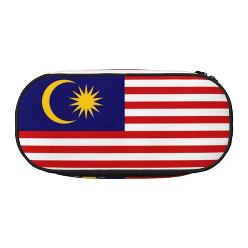 SDEGTHO Federmäppchen mit Malaysia-Flagge, großes Fassungsvermögen, Mehrzweck-Federmäppchen, tragbares Federmäppchen für Büro, Schwarz , Einheitsgröße, Taschen-Organizer von SDEGTHO