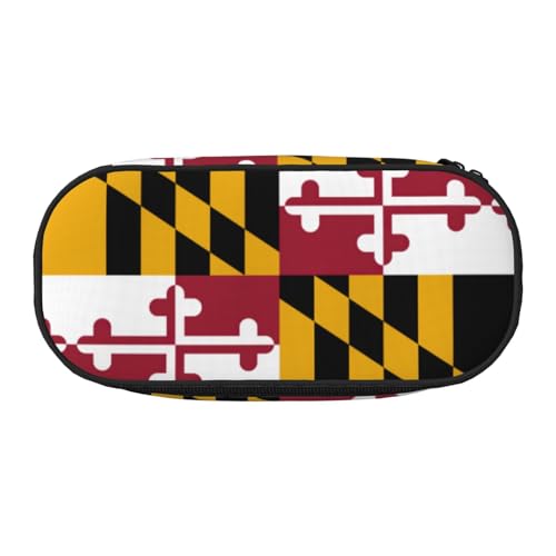SDEGTHO Federmäppchen mit Maryland-Staatsflagge, großes Fassungsvermögen, Mehrzweck-Federtasche, tragbares Federmäppchen für Büro, Schwarz , Einheitsgröße, Taschen-Organizer von SDEGTHO