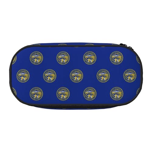 SDEGTHO Federmäppchen mit Nebraska-Flagge, großes Fassungsvermögen, Mehrzweck-Federmäppchen, tragbares Federmäppchen für Büro, Schwarz , Einheitsgröße, Taschen-Organizer von SDEGTHO