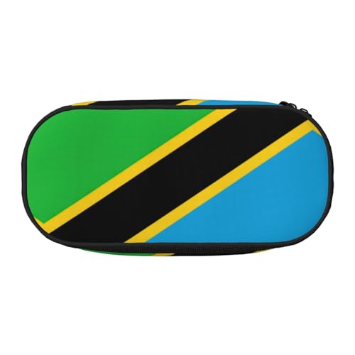 SDEGTHO Federmäppchen mit Tansania-Flagge, großes Fassungsvermögen, Mehrzweck-Federmäppchen, tragbares Federmäppchen für Büro, Schwarz , Einheitsgröße, Taschen-Organizer von SDEGTHO