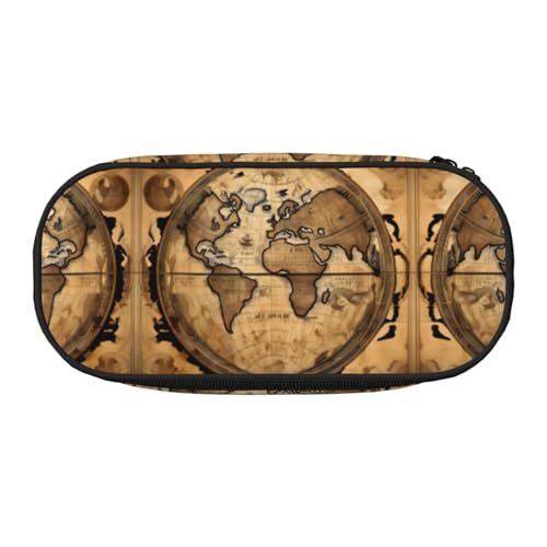 SDEGTHO Federmäppchen mit Weltkugel mit großer Kapazität, Mehrzweck-Federtasche, tragbares Federmäppchen, Stifteetui für Büro, Schwarz , Einheitsgröße, Taschen-Organizer von SDEGTHO