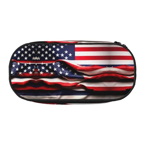 SDEGTHO Federmäppchen mit amerikanischer Flagge, Mehrzweck-Federmäppchen, tragbares Federmäppchen, Stifteetui für Büro, Schwarz , Einheitsgröße, Taschen-Organizer von SDEGTHO