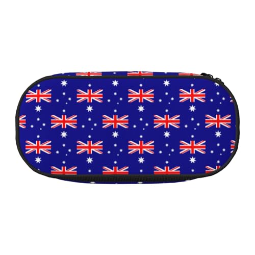 SDEGTHO Federmäppchen mit australischer Flagge, großes Fassungsvermögen, Mehrzweck-Federmäppchen, tragbares Federmäppchen für Büro, Schwarz , Einheitsgröße, Taschen-Organizer von SDEGTHO