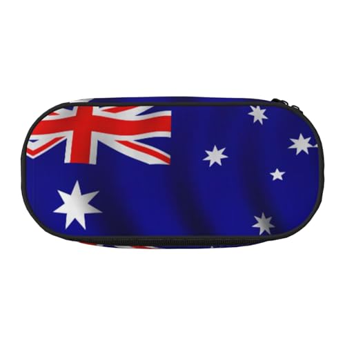 SDEGTHO Federmäppchen mit australischer Flagge, großes Fassungsvermögen, Mehrzweck-Federmäppchen, tragbares Federmäppchen für Büro, Schwarz , Einheitsgröße, Taschen-Organizer von SDEGTHO