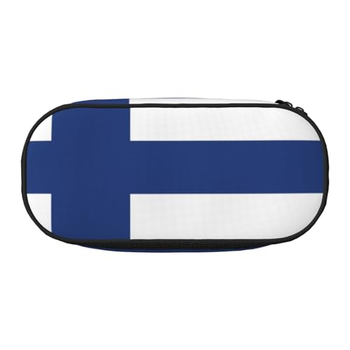 SDEGTHO Federmäppchen mit finnischer Flagge, großes Fassungsvermögen, Mehrzweck-Federtasche, tragbares Federmäppchen, Stifteetui für Büro, Schwarz , Einheitsgröße, Taschen-Organizer von SDEGTHO