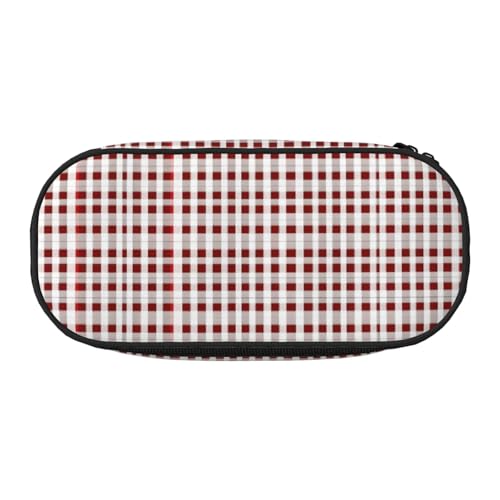 SDEGTHO Federmäppchen mit großem Fassungsvermögen, rot/weiß kariert, Mehrzweck-Federtasche, tragbares Federmäppchen für Büro, Schwarz , Einheitsgröße, Taschen-Organizer von SDEGTHO