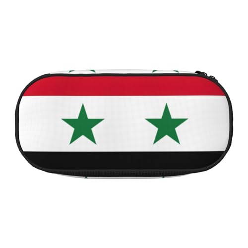 SDEGTHO Federmäppchen mit großer Kapazität, Motiv: Flagge der Arabischen Republik Syrien, Mehrzweck-Federtasche, tragbares Federmäppchen für Büro, Schwarz , Einheitsgröße, Taschen-Organizer von SDEGTHO
