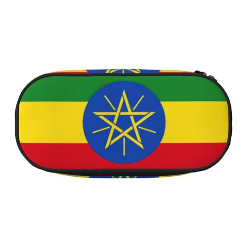 SDEGTHO Federmäppchen mit großer Kapazität, Motiv: Flagge von Äthiopien, Mehrzweck-Federmäppchen, tragbares Federmäppchen für Büro, Schwarz , Einheitsgröße, Taschen-Organizer von SDEGTHO