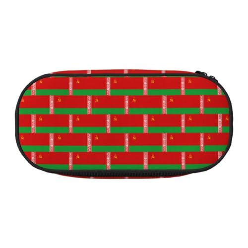 SDEGTHO Federmäppchen mit großer Kapazität, Motiv: Flagge von Belarus, Mehrzweck-Federmäppchen, tragbares Federmäppchen für Büro, Schwarz , Einheitsgröße, Taschen-Organizer von SDEGTHO
