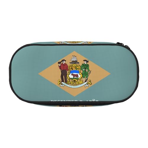 SDEGTHO Federmäppchen mit großer Kapazität, Motiv: Flagge von Delaware, Mehrzweck-Federmäppchen, tragbares Federmäppchen für Büro, Schwarz , Einheitsgröße, Taschen-Organizer von SDEGTHO