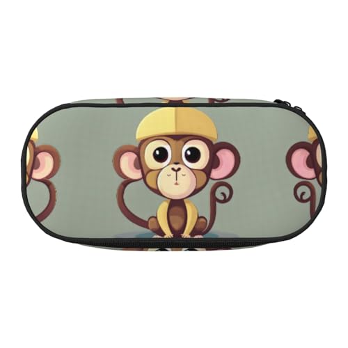 SDEGTHO Federmäppchen mit niedlichem Affen-Design, großes Fassungsvermögen, Mehrzweck-Federmäppchen, tragbares Federmäppchen, Stifteetui für Büro, Schwarz , Einheitsgröße, Taschen-Organizer von SDEGTHO