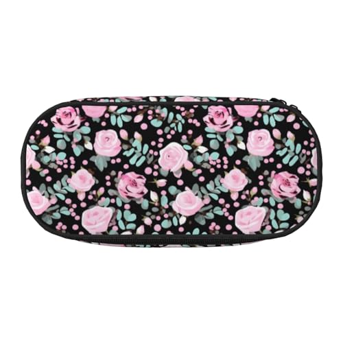 SDEGTHO Federmäppchen mit niedlichem Leopardenmuster, großes Fassungsvermögen, Mehrzweck-Federmäppchen, tragbares Federmäppchen für Büro, Schwarz , Einheitsgröße, Taschen-Organizer von SDEGTHO