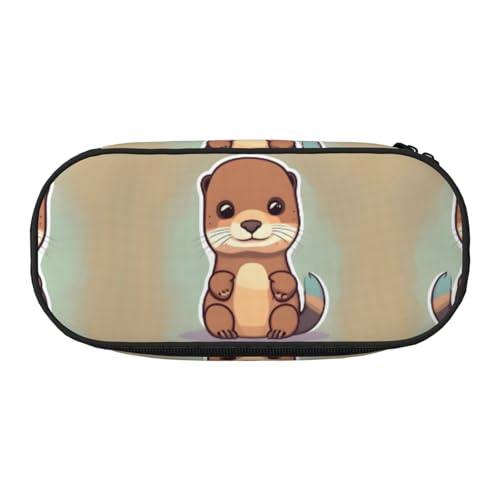 SDEGTHO Federmäppchen mit niedlichem Ottermotiv, großes Fassungsvermögen, Mehrzweck-Federmäppchen, tragbares Federmäppchen für Büro, Schwarz , Einheitsgröße, Taschen-Organizer von SDEGTHO