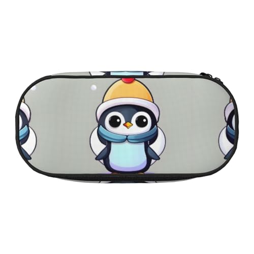 SDEGTHO Federmäppchen mit niedlichem Pinguin-Druck, großes Fassungsvermögen, Mehrzweck-Federmäppchen, tragbares Federmäppchen, Federmäppchen für Büro, Schwarz , Einheitsgröße, Taschen-Organizer von SDEGTHO