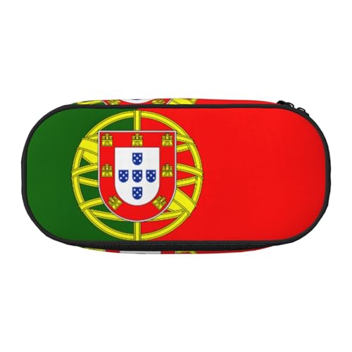 SDEGTHO Federmäppchen mit portugiesischer Flagge, großes Fassungsvermögen, Mehrzweck-Federmäppchen, tragbares Federmäppchen für Büro, Schwarz , Einheitsgröße, Taschen-Organizer von SDEGTHO