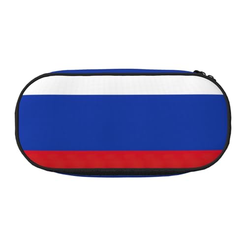 SDEGTHO Federmäppchen mit russischer Flagge, großes Fassungsvermögen, Mehrzweck-Federmäppchen, tragbares Federmäppchen für Büro, Schwarz , Einheitsgröße, Taschen-Organizer von SDEGTHO