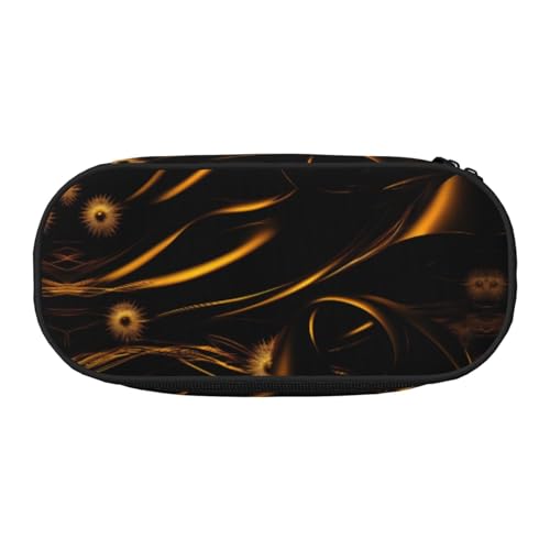 SDEGTHO Federmäppchen mit schwarzem und goldenem Hintergrund, großes Fassungsvermögen, Mehrzweck-Federmäppchen, tragbares Federmäppchen für das Büro, Schwarz , Einheitsgröße, Taschen-Organizer von SDEGTHO