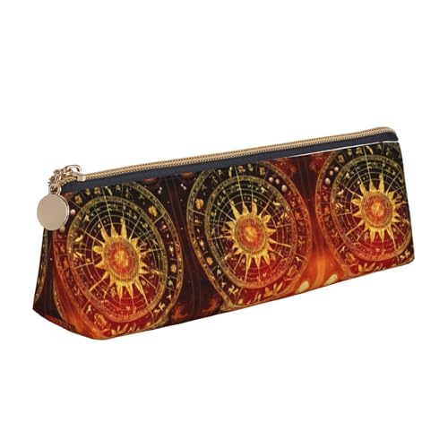 SDEGTHO Gears Clock Bronze Century Fashion Dreieckiges Leder-Federmäppchen mit Reißverschluss und großer Speicherkapazität von SDEGTHO