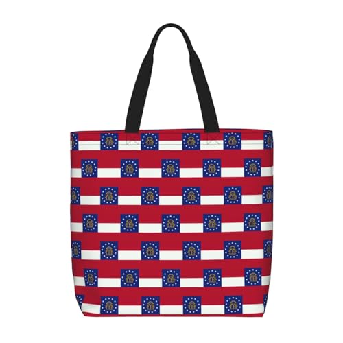 SDEGTHO Georgia State Flag Polyester Tote Bag For Everybody With Inner Pockets, Laptop Bag With Zipper For Work Travel, Schwarz, One Size von SDEGTHO