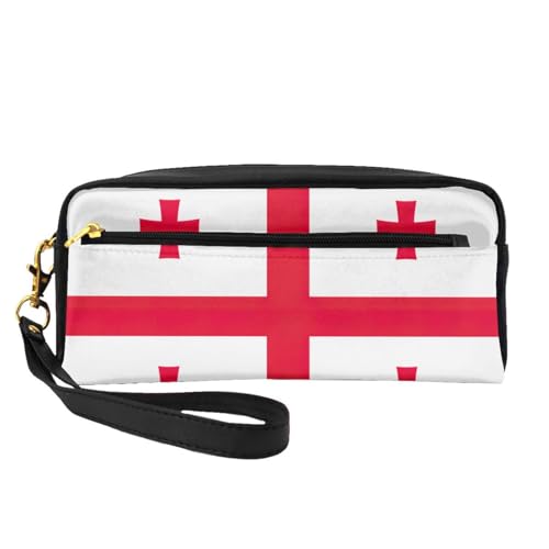 SDEGTHO Georgien Flagge Frauen Reisen Schminktasche Schminktasche Für Tragbare Tasche Toiletry Bag Zubehör Organizer, Schwarz, One Size von SDEGTHO