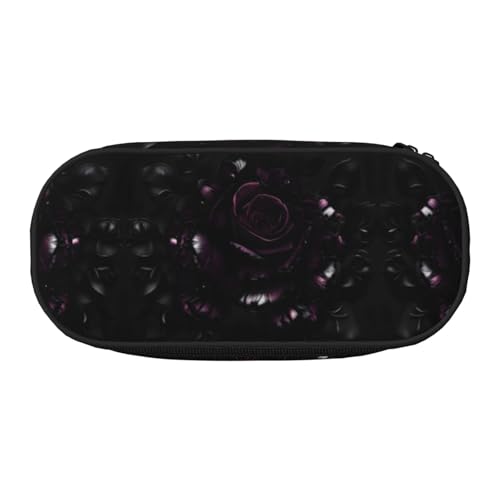 SDEGTHO Gothic Rose Print Federmäppchen mit großer Kapazität Multifunktions Federmäppchen, tragbare Bleistifttasche, Büroräppchen, sc schwarz, One size, Taschenorganizer von SDEGTHO