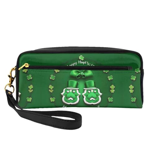 SDEGTHO Happy St. Patrick's Day Make-up-Tasche für Damen, Reise-Make-up-Tasche für Geldbörse, tragbare Kulturbeutel, Zubehör-Organizer, Schwarz , Einheitsgröße von SDEGTHO